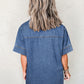 Short Sleeve Collared Patched Pocket Denim Mini Dress