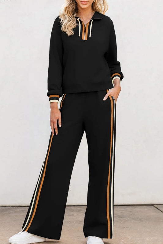 Quarter Zip Pullover Loose Pant Set