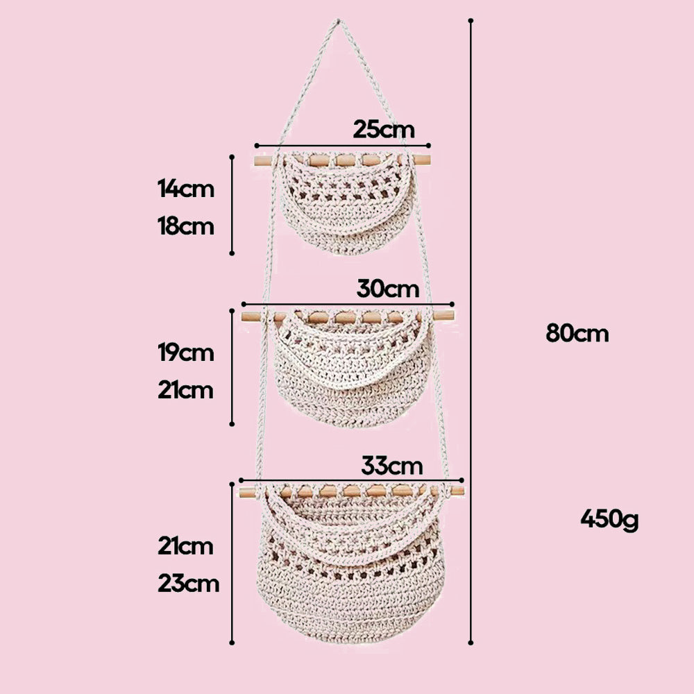Boho Hanging Basket Detachable Net Bag Organizer