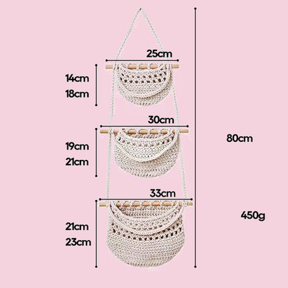 Boho Hanging Basket Detachable Net Bag Organizer