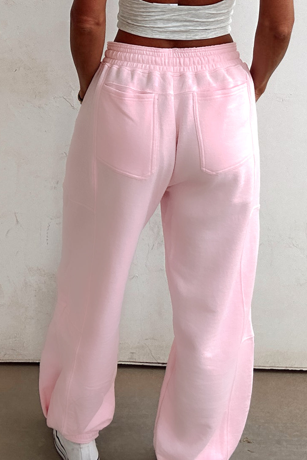 Drawstring Waist Patchwork Solid Color Jogger Pants