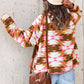 Aztec Buttoned Zipper Pockets Fleece Jacket