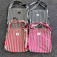Nautical Striped Canvas Shoulder Tote Bag