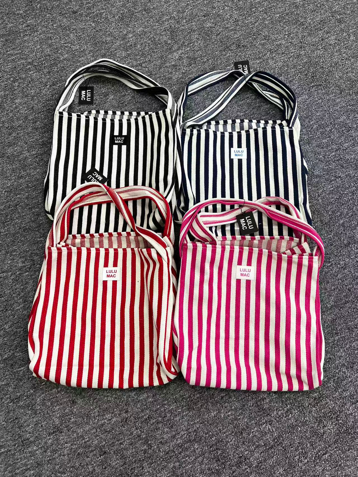 Nautical Striped Canvas Shoulder Tote Bag