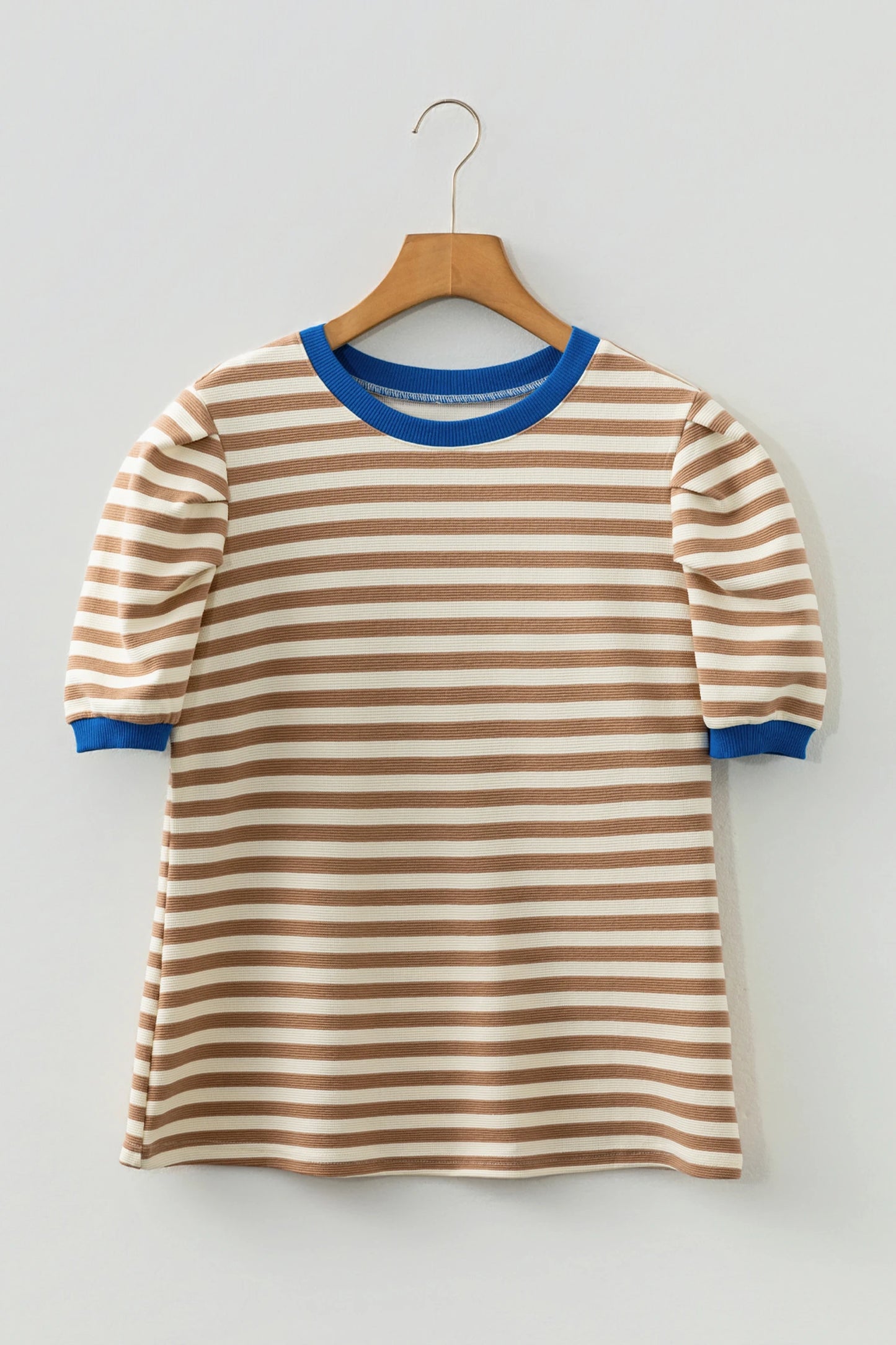 Sleeve Contrast Trim Round Neck Tee