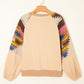 Aztec Patchwork Raglan Pullover Sweatshirt