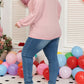 Ribbed Exposed Seam Round Neck Chest Pocket Plus Knit Top