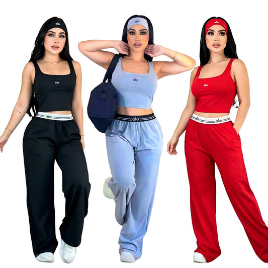 A-Tank top + wide-leg trousers(Q6390)