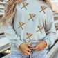 Sequin Baseball Game Day Graphic Casual Sweatshirt