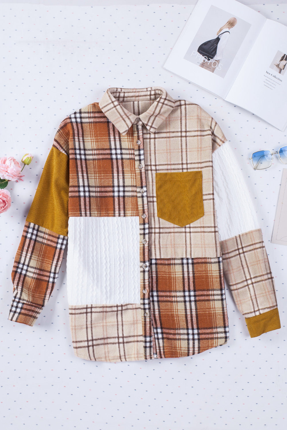 Plaid Color Block Patchwork Shacket