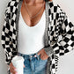 Checkered Open Front Drop Shoulder Cardigan