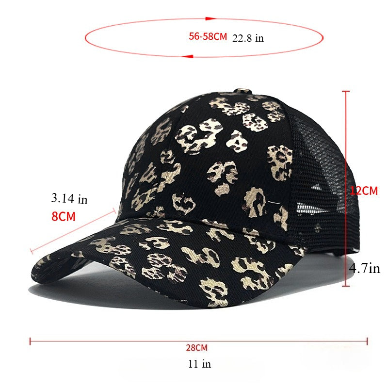 Leopard Print Women's Baseball Cap Mesh Hat