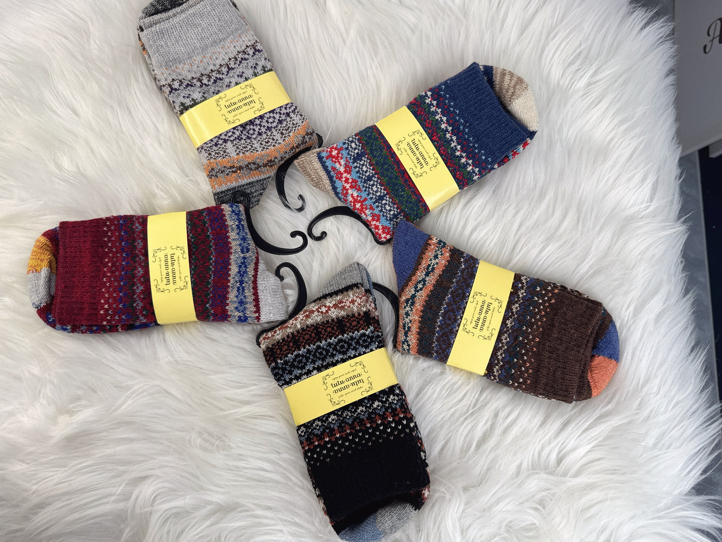 5 Pairs Fair Isle Micro Pattern Socks Set (JG030)