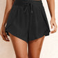 High Waisted Drawstring 2-in-1 Side Pocket Color Block Bikini Shorts