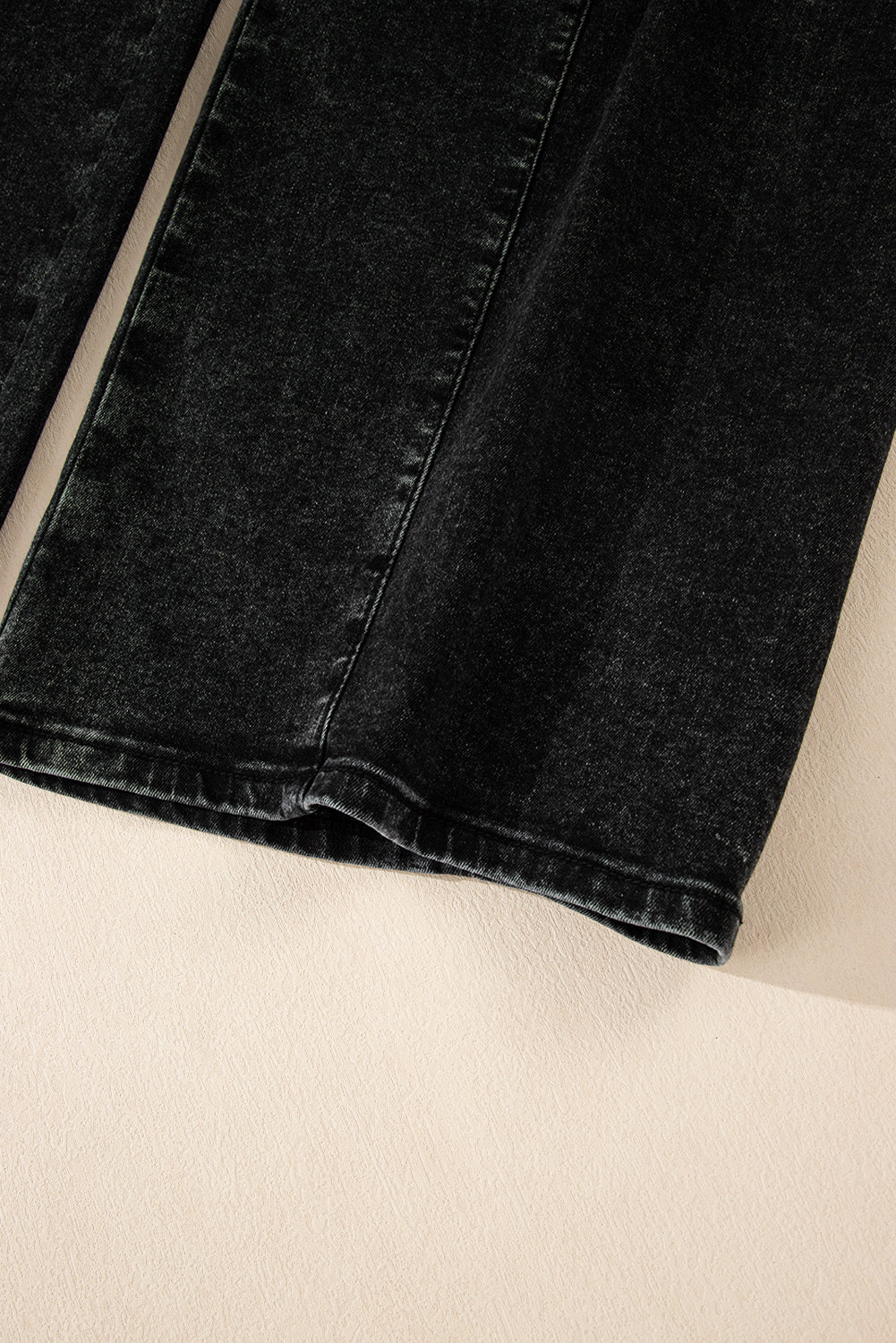 Pleated Wide Leg Mineral Wash Denim Pants