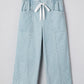 Stripe Mid Rise Drawstring Waist Jeans