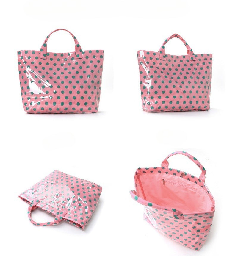 Polka Dot Durable Waterproof PVC Tote Bag