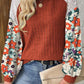 Floral Patchwork Ribbed Blouse