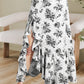 Boho Floral High Waist Ruffle Split Maxi Skirt