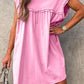 Frilled Trim Crew Neck Loose Fit Mini Dress