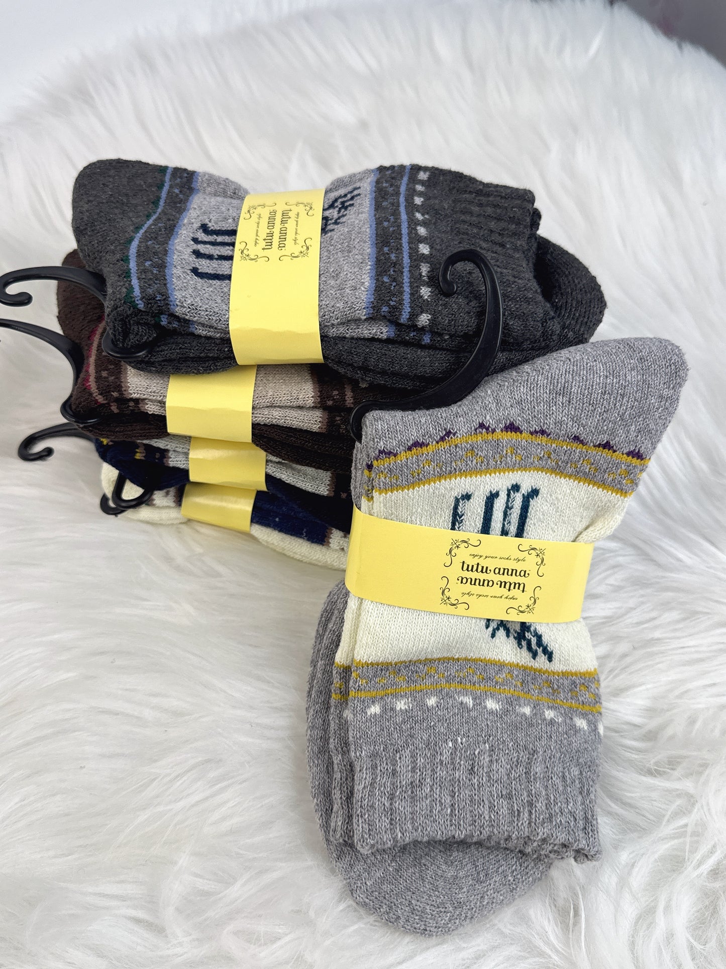 5-Pair Nordic Reindeer Pattern Socks Set (JG1803)