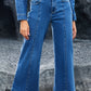 Plain Seam Detail Flared Bottom Ankle Length Jeans