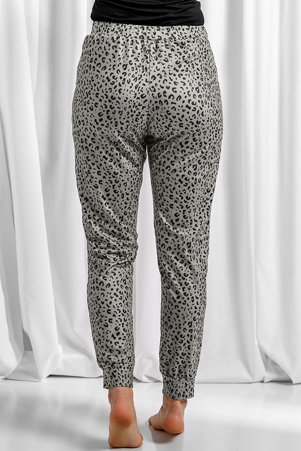 Leopard Elastic Waist Casual Joggers