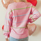 Rainbow Stripes Drop Shoulder Baggy Henley Sweater