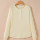 Textured Knit Half Buttons Henley Top