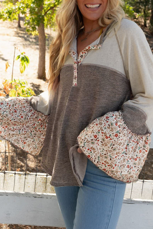 Floral Patchwork Henley Top