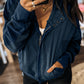 Splicing Zip Up Front Button Hooded Jacket