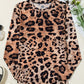 Leopard Round Neck Long Sleeve Slim Top