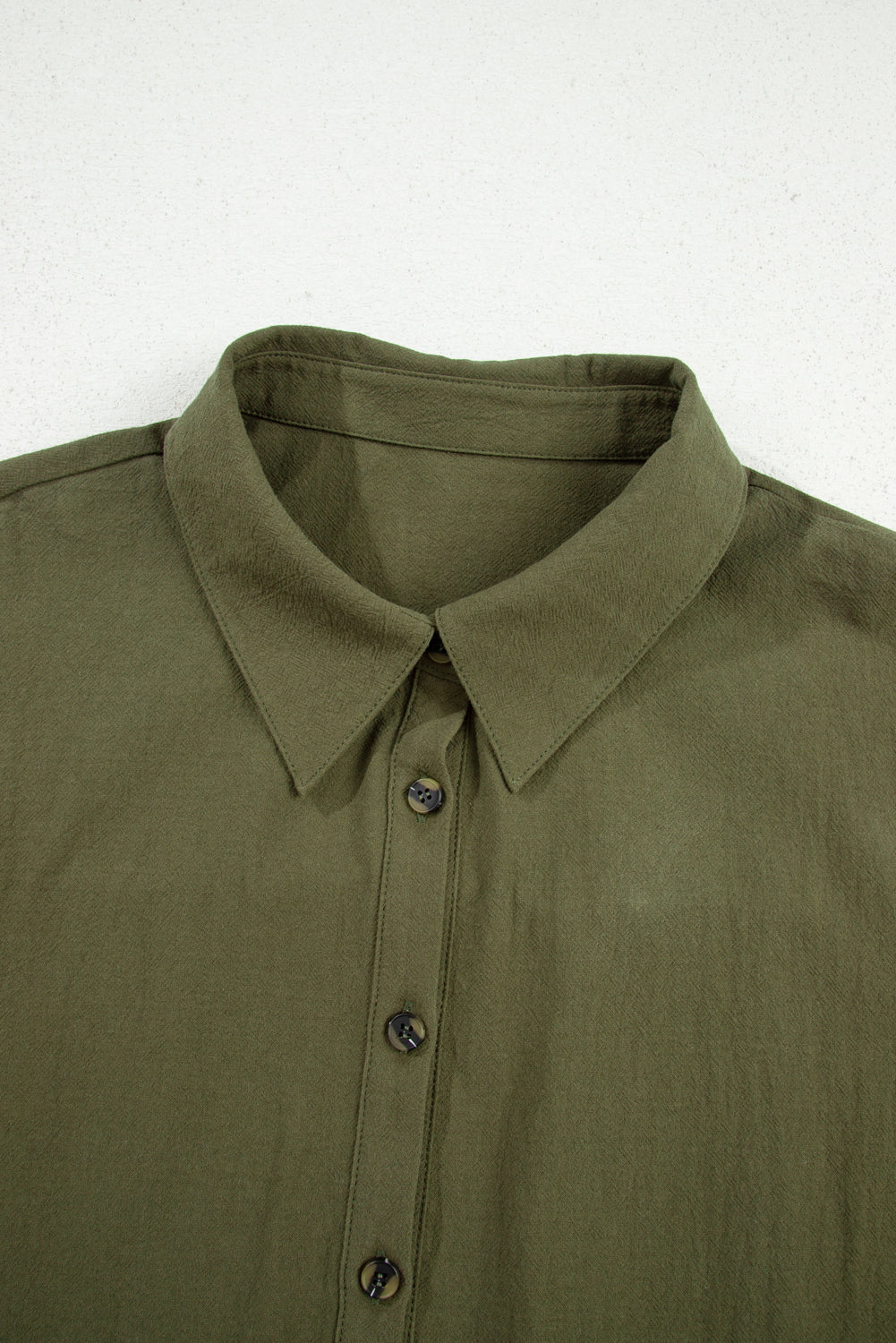 Plus Size Collar Half Button Long Sleeve Ruffle Hem Mini Dress