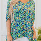 Abstract Print V Neck Half Sleeve Loose Fit Tunic Blouse