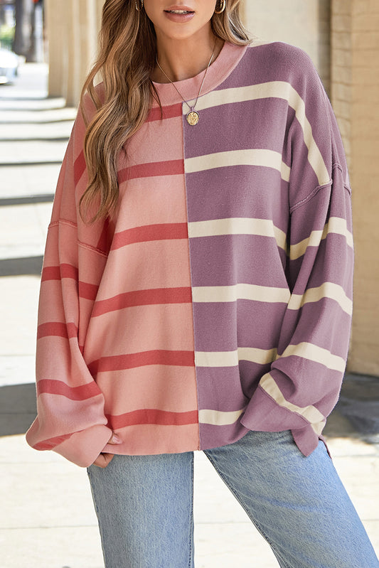 Stripe Colorblock Oversized Sweater