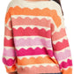 Wave Striped Balloon Sleeve Loose Sweater