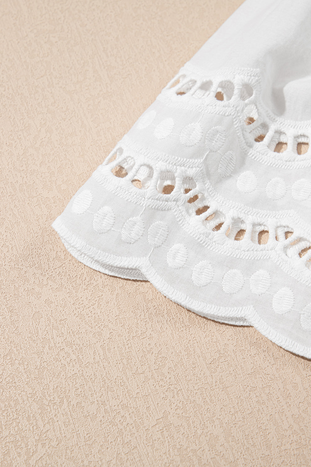 Hollow Out Embroidered Short Sleeve O Neck Top