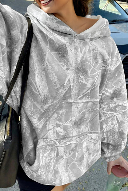 Woodland Print Oversized Sporty Hoodie