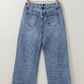 Center Seam Cuffed Hem Straight High Waist Jeans