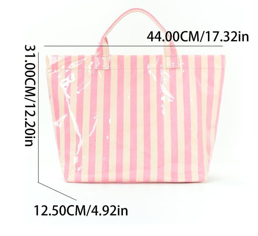 Custom Embroidered Waterproof Striped Tote Bag