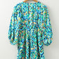 Abstract Print Puff Sleeve V Neck High Waist Romper