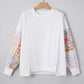 Floral Dotted Mixed Print Patchwork Sleeve High Low Casual Sweatshirt