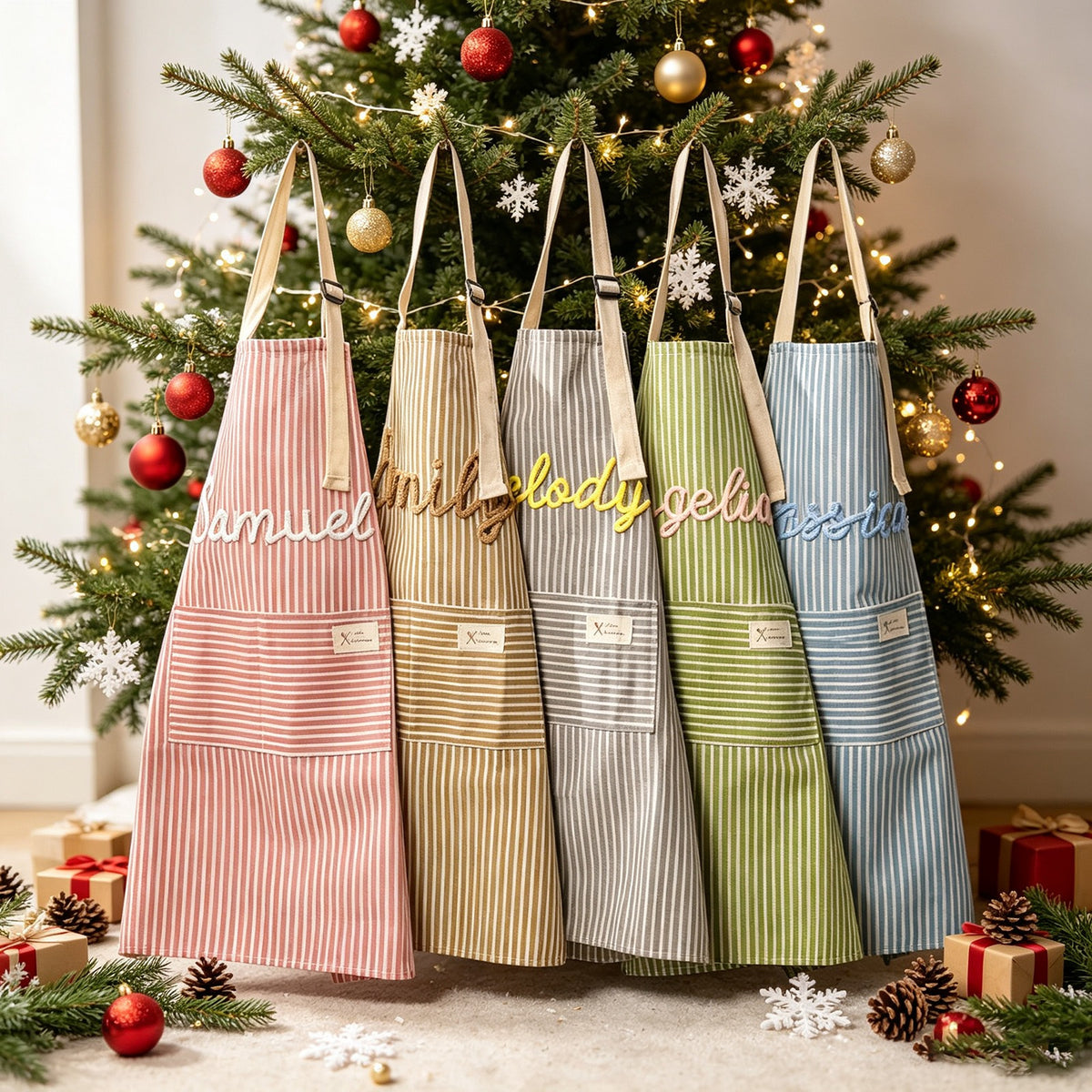 Custom Name Striped Kitchen Apron
