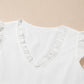 Textured Ruffled Trim V Neck Flutter Flowy Top