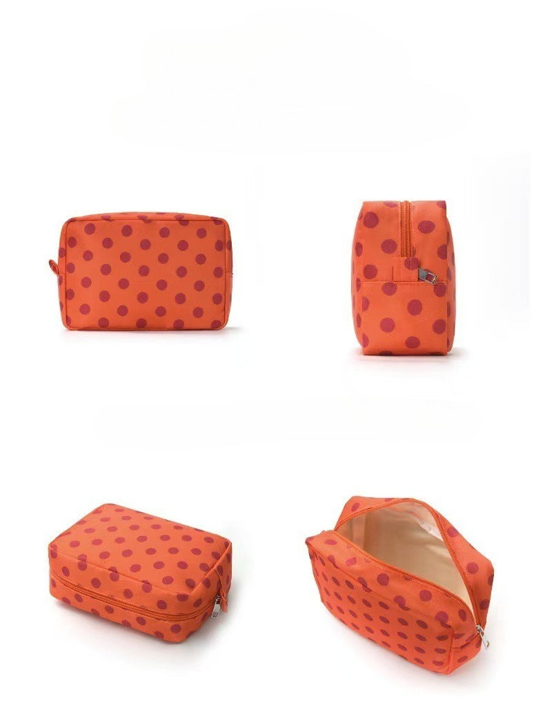 Custom Polka-Dot Color-Block Makeup Bag