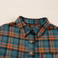 Plaid Long Sleeeve Side Split Distressed Hem Shirt