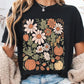 Wild Flower Pumpkin Print T Shirt