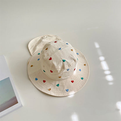 Children's Sun Protection Bucket Hat with Wide Brim and Neck Flap