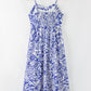 Floral Print Spaghetti Strap High Waist Maxi Dress