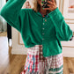 Solid Color Knit Button Drop Shoulder Sweater Cardigan
